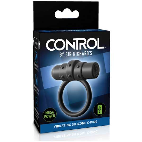 Sir Richards Control Vibrating Silicone C-Ring - Black