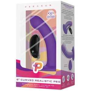 Pegasus 6" Rechargeable Curved Peg w-Adjustable Harness & Remote Set - Purple
