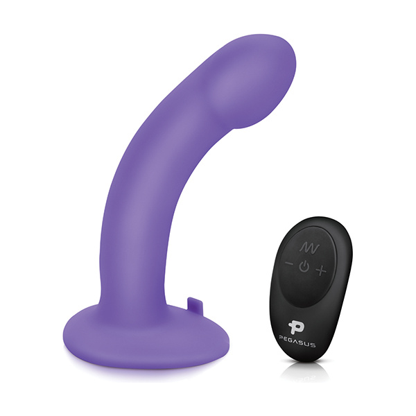 Pegasus 6" Rechargeable Curved Peg w-Adjustable Harness & Remote Set - Purple - Image 4