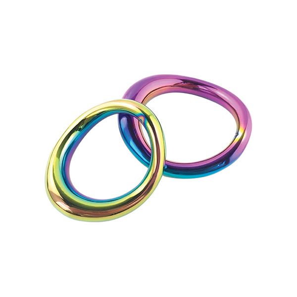 Plesur 1-3-4" Metal Cock Ring - Rainbow