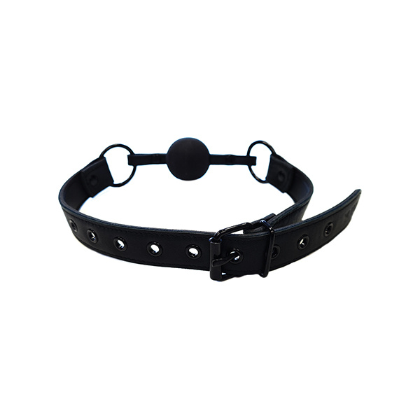 Rouge Leather Ball Gag - Black with Black - Image 2