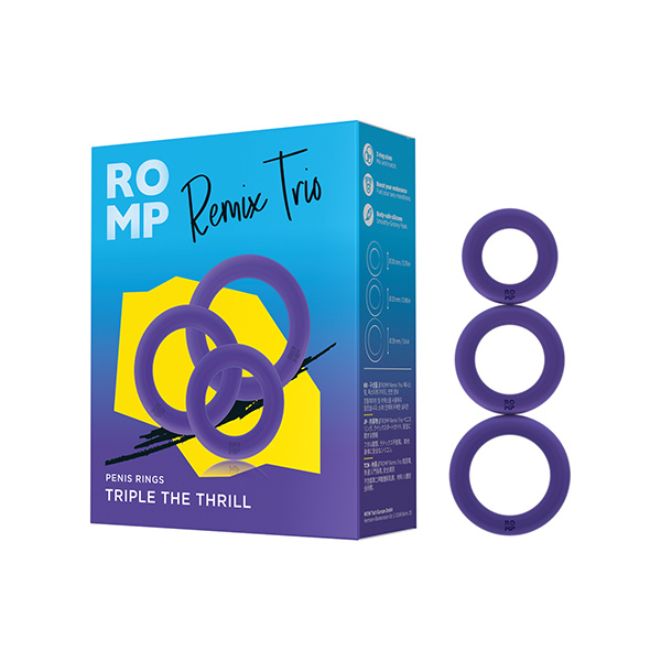 Romp Remix Trio Penis Ring Set of 3 - Purple