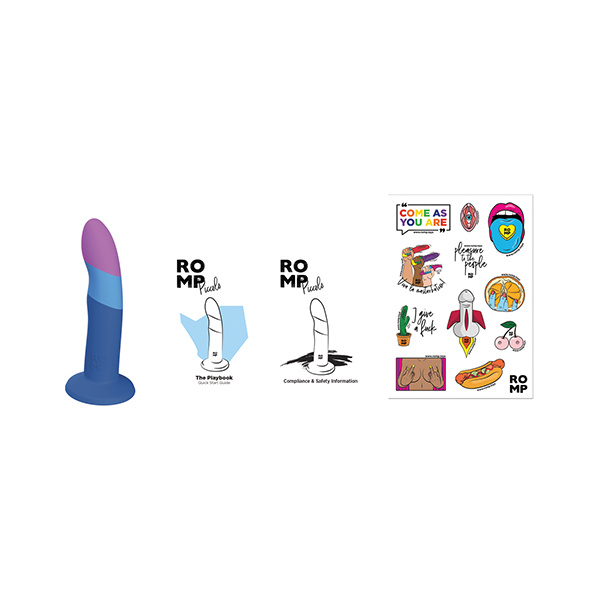 ROMP Piccolo 3 Color Dildo - Blue - Image 3