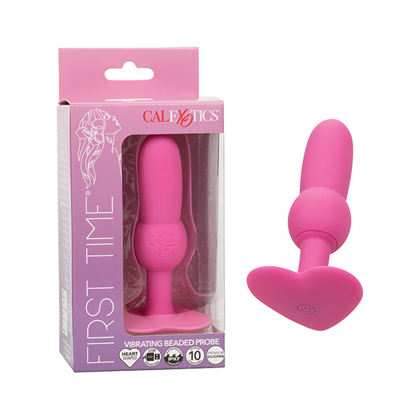 First Time Vibrating Beaded Anal Probe - Pink