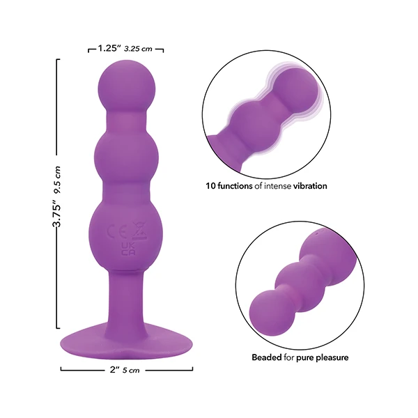 First Time Vibrating Triple Beaded Anal Probe - Purple - Image 5