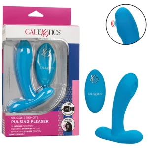 Silicone Pulsing Pleaser w-Remote - Blue