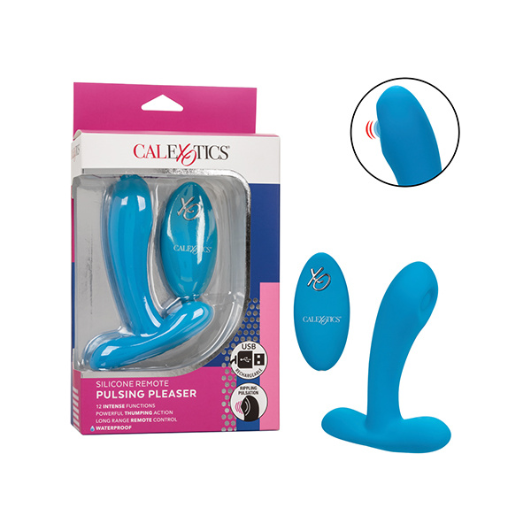 Silicone Pulsing Pleaser w-Remote - Blue