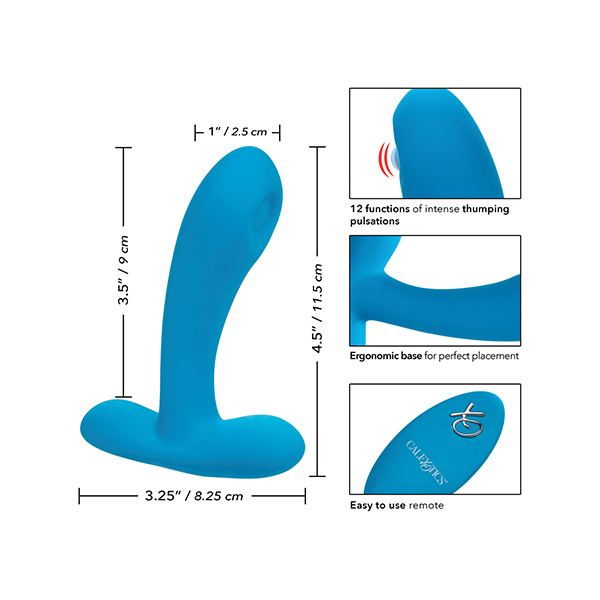 Silicone Pulsing Pleaser w-Remote - Blue - Image 4