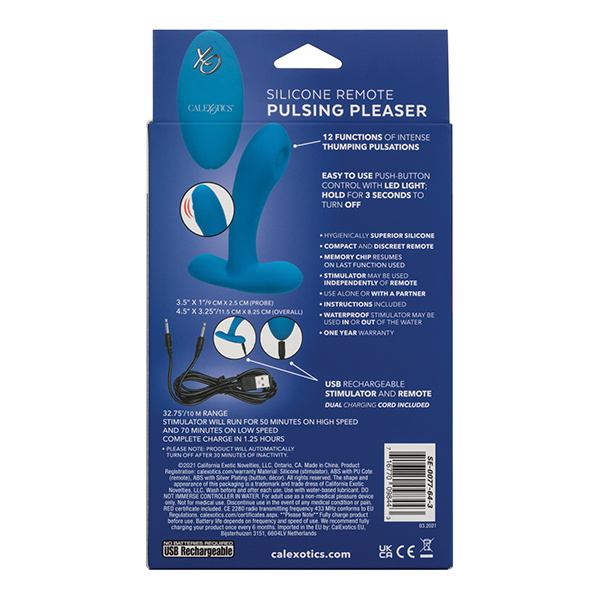 Silicone Pulsing Pleaser w-Remote - Blue - Image 3