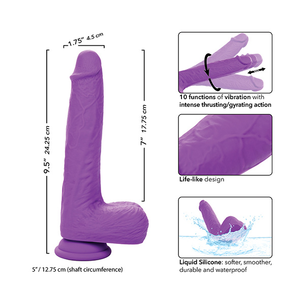 Silicone Studs Rechargeable Gyrating & Thrusting Vibrator - Purple - Image 5