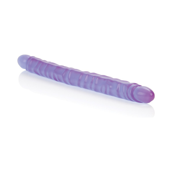 17" Slim Jim Duo Veined Super Slim Dong - Reflective Gel Purple - Image 3