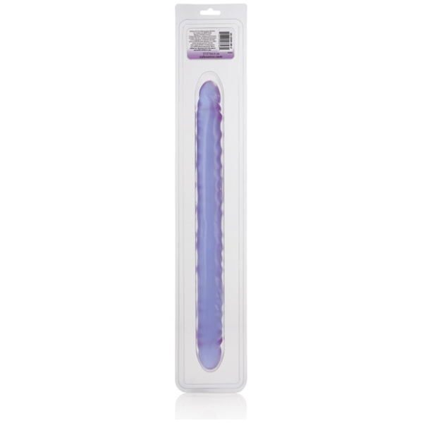 17" Slim Jim Duo Veined Super Slim Dong - Reflective Gel Purple - Image 4