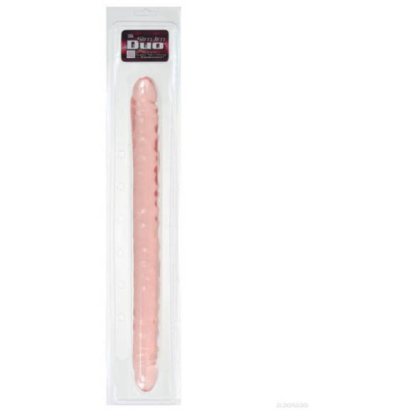 17" Slim Jim Duo Veined Super Slim Dong - Translucence Gel Pink