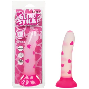 Glow Stick Heart Suction Cup Glow-in-the-Dark Dildo - Pink