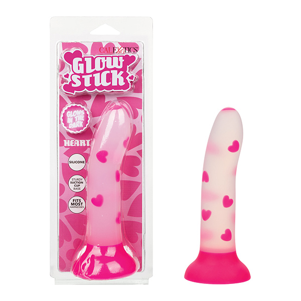 Glow Stick Heart Suction Cup Glow-in-the-Dark Dildo - Pink