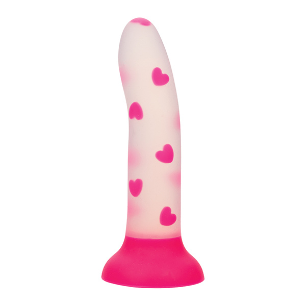 Glow Stick Heart Suction Cup Glow-in-the-Dark Dildo - Pink - Image 4