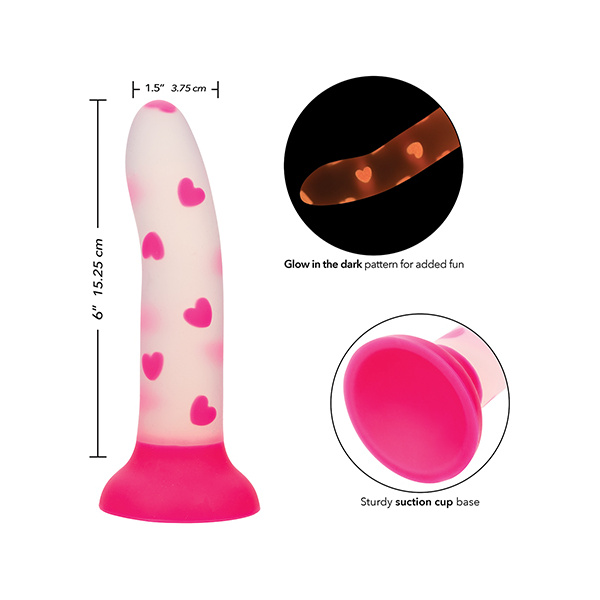 Glow Stick Heart Suction Cup Glow-in-the-Dark Dildo - Pink - Image 5