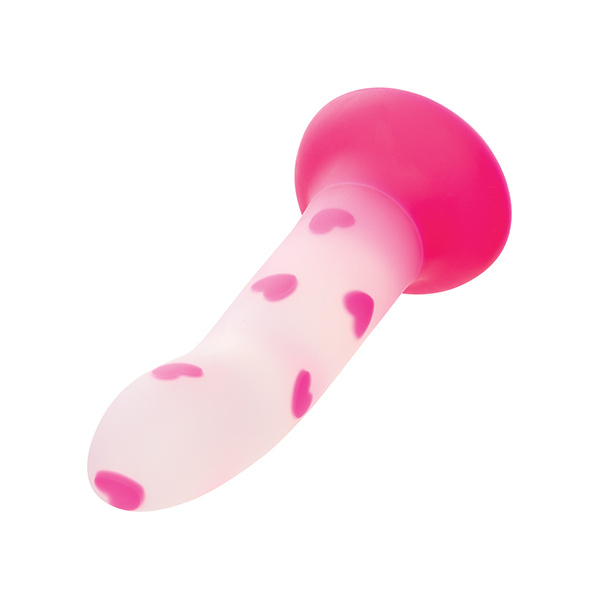 Glow Stick Heart Suction Cup Glow-in-the-Dark Dildo - Pink - Image 2