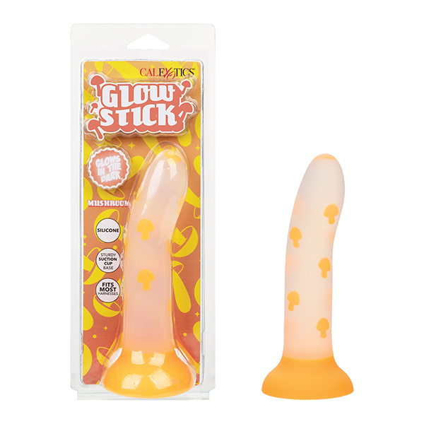 Glow Stick Mushroom Suction Cup Glow-in-the-Dark Dildo - Orange