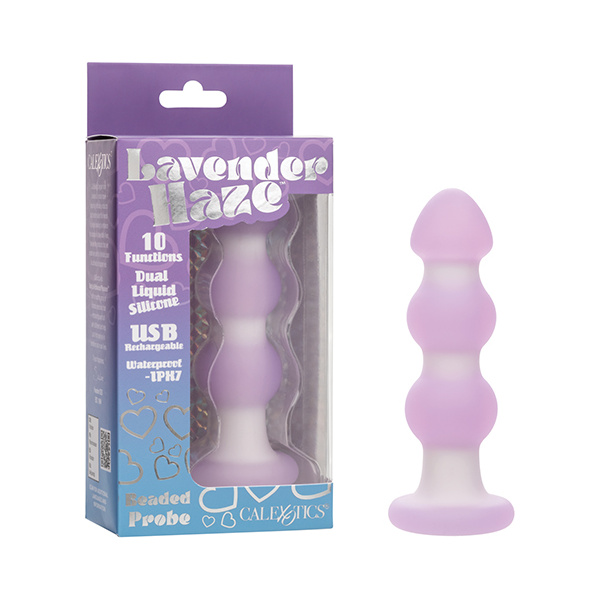 Lavender Haze Beaded Anal Probe - Lavender-White