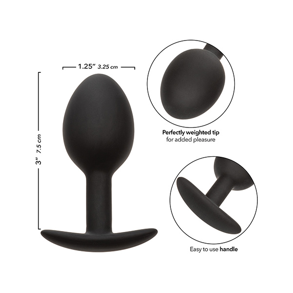 Weighted Silicone Anal Plug - Black - Image 3