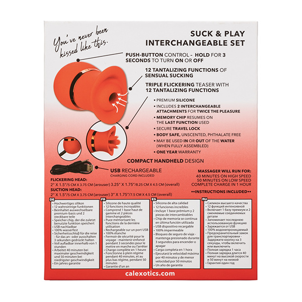 French Kiss Suck & Play Interchangeable Set - Red - Image 2
