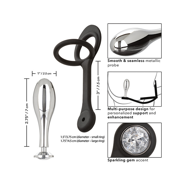 Star Fucker Teardrop Gem Plug w-Silicone Enhancer - Black - Image 5