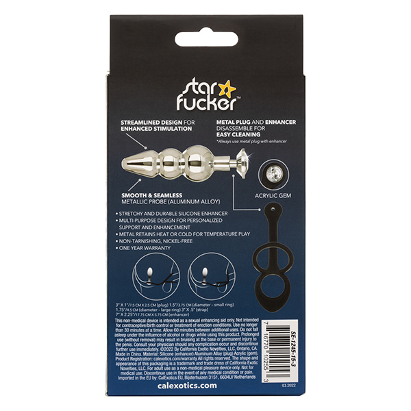 Star Fucker Beaded Gem Plug w-Silicone Enhancer - Black - Image 3