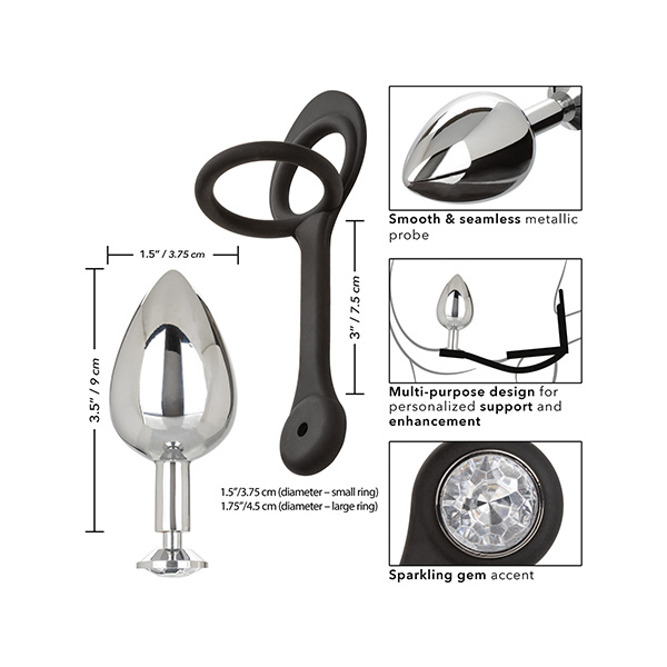 Star Fucker XL Teardrop Gem Plug w-Silicone Enhancer - Black - Image 5