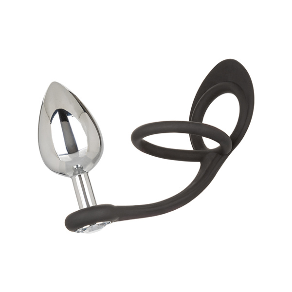Star Fucker XL Teardrop Gem Plug w-Silicone Enhancer - Black - Image 4