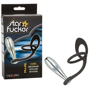 Star Fucker Glider Gem Plug w-Silicone Enhancer - Black