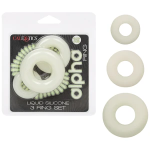 Alpha Liquid Silicone Glow in the Dark Cock Ring - Set of 3