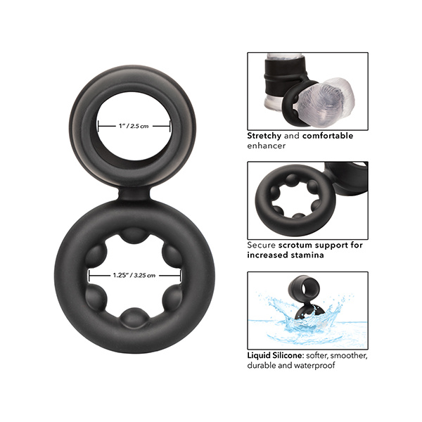 Alpha Liquid Silicone Dual Magnum Ring - Black - Image 2