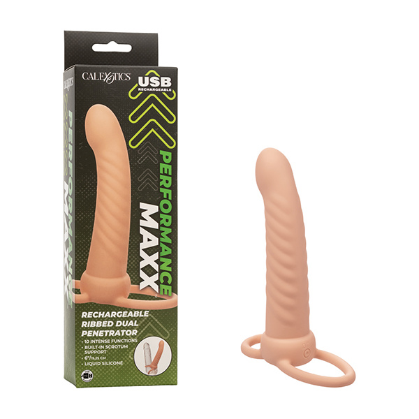 Performance Maxx Rechargeable Ribbed Dual Penetrator - Ivory