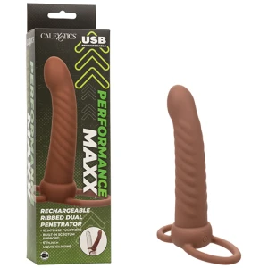 Performance Maxx Rechargeable Ribbed Dual Penetrator - Brown