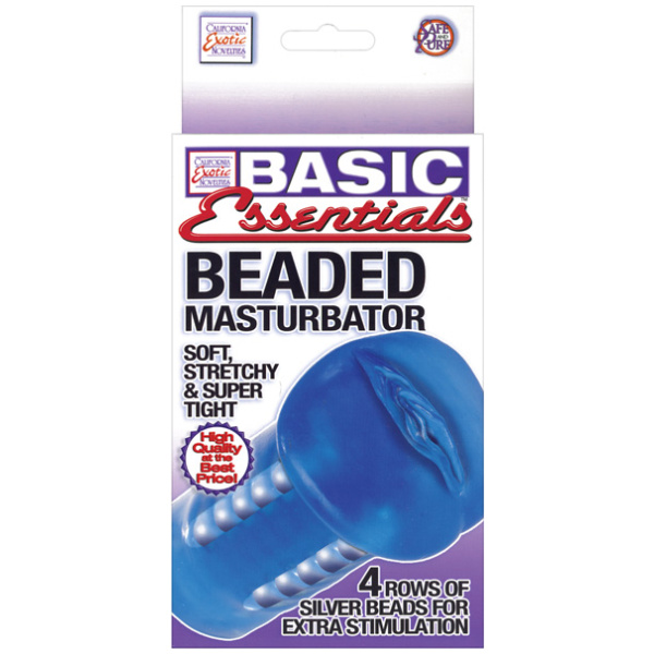 Basic Essentials Beaded Masturbator - Blue