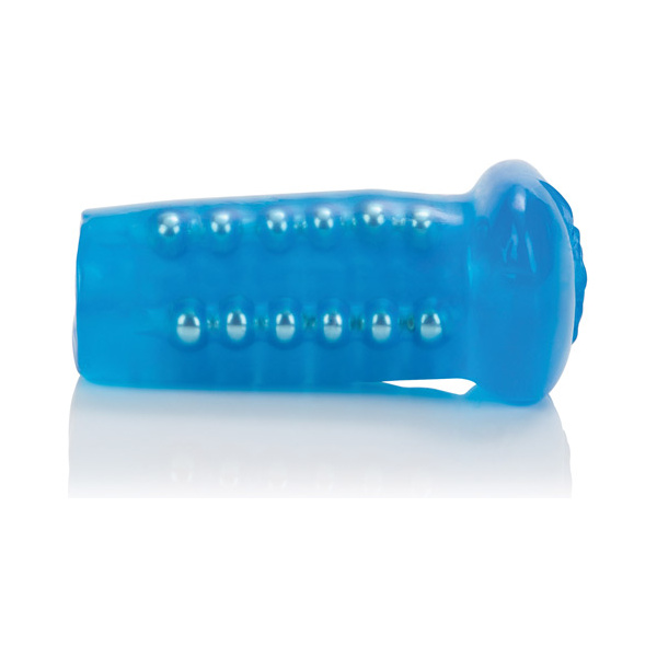 Basic Essentials Beaded Masturbator - Blue - Image 3