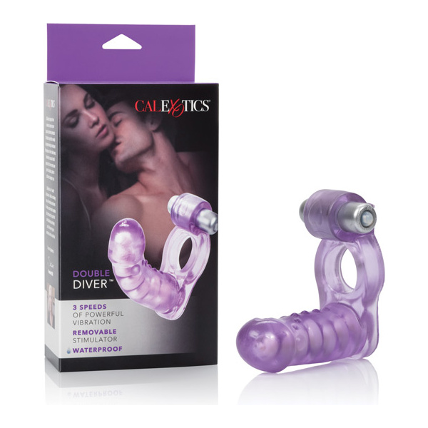 Double Diver Vibrating Enhancer w-Flexible Penetrator - Purple