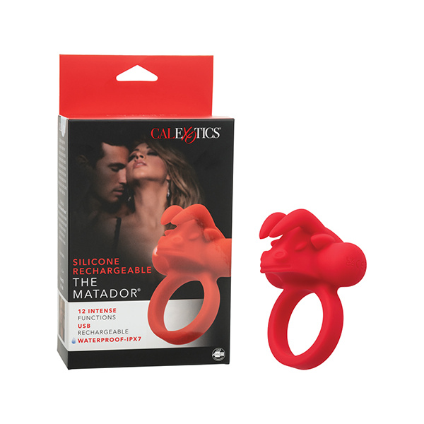 Couple's Enhancer Silicone Rechargeable The Matador Enhancer w-Triple Stimulation - Red