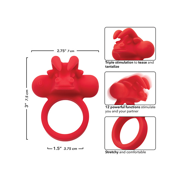 Couple's Enhancer Silicone Rechargeable The Matador Enhancer w-Triple Stimulation - Red - Image 3