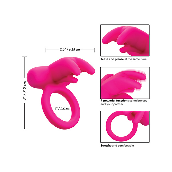 Silicone Rechargeable Triple Clit Flicker - Pink - Image 4