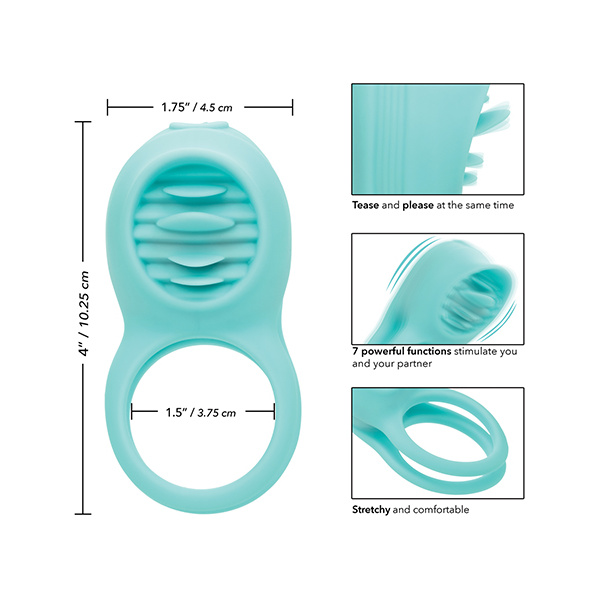 Couple's Enhancers Silicone Rechargeable French Kiss Enhancer - Teal - Image 5