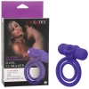 Couple's Enhancer Silicone Rechargeable Dual Climaxer Enhancer w-Flickering Tongue - Purple