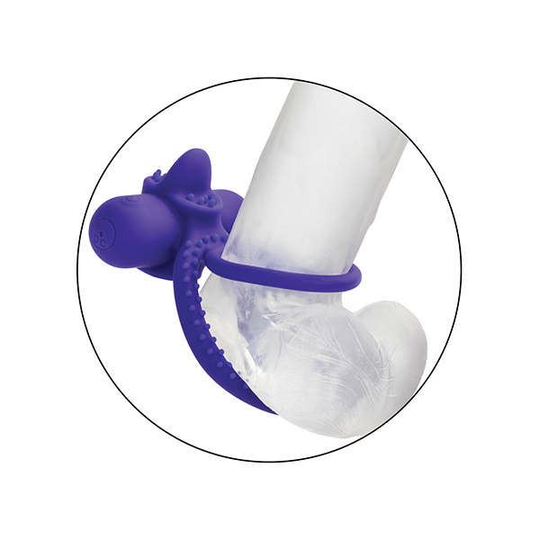 Couple's Enhancer Silicone Rechargeable Dual Climaxer Enhancer w-Flickering Tongue - Purple - Image 3