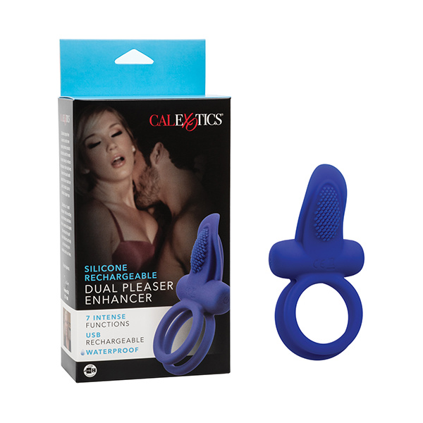 Couples Enhancers Silicone Rechargeable Dual Pleaser Enhancer - Blue