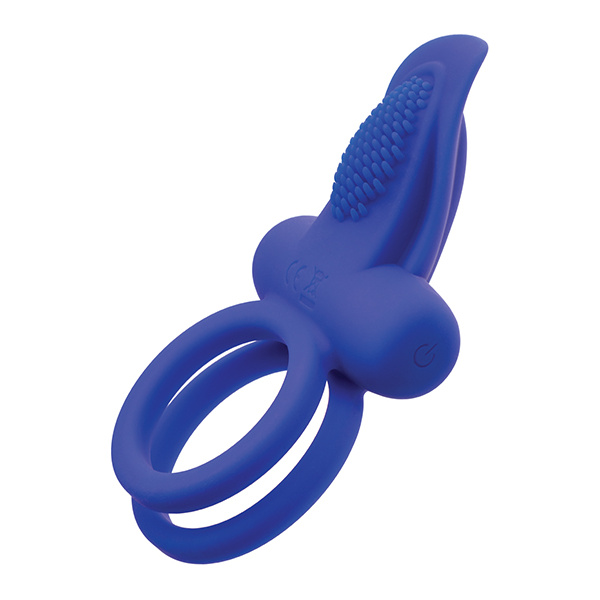 Couples Enhancers Silicone Rechargeable Dual Pleaser Enhancer - Blue - Image 4