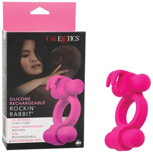 Couple's Enhancer Silicone Rechargeable Rockin' Rabbit Enhancer - Fuchsia