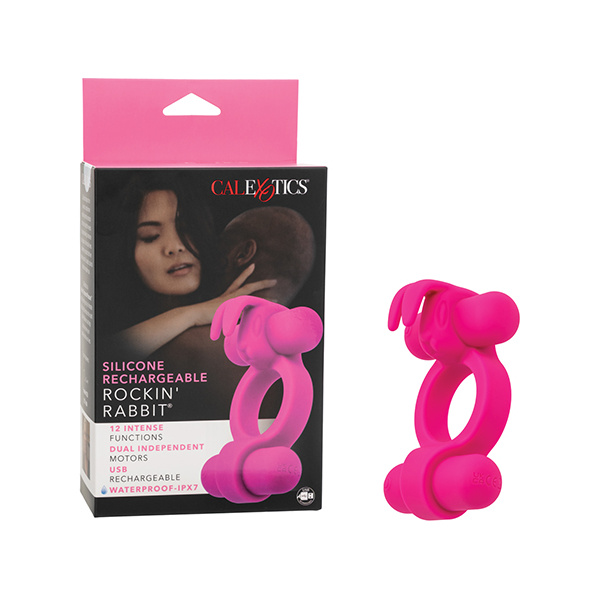 Couple's Enhancer Silicone Rechargeable Rockin' Rabbit Enhancer - Fuchsia