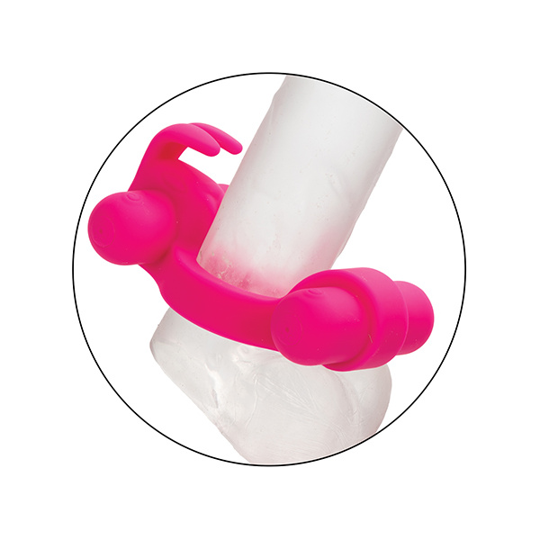 Couple's Enhancer Silicone Rechargeable Rockin' Rabbit Enhancer - Fuchsia - Image 3