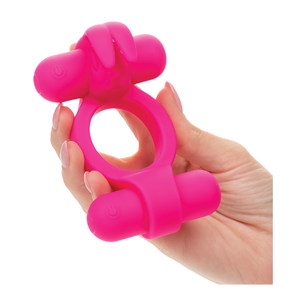 Couple's Enhancer Silicone Rechargeable Rockin' Rabbit Enhancer - Fuchsia - Image 4